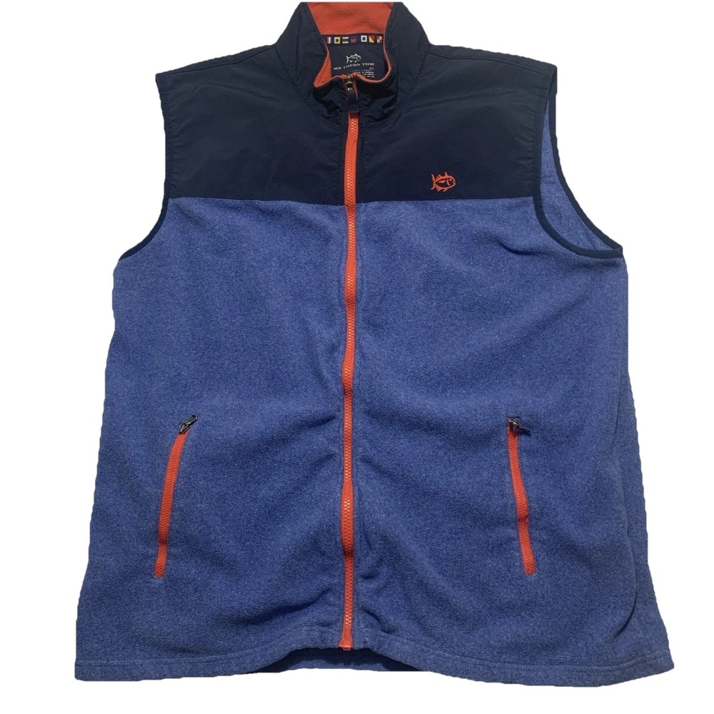 Southern Tide Cambridge Fleece Vest Mens XL Blue Full Zip Outdoor 15587 2236